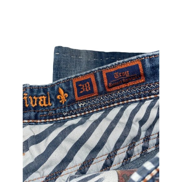 Rock Revival Mens Troy Jeans Relaxed Straight Sz 38 Hem Inseam 27” Distress FLAW - Picture 6 of 9